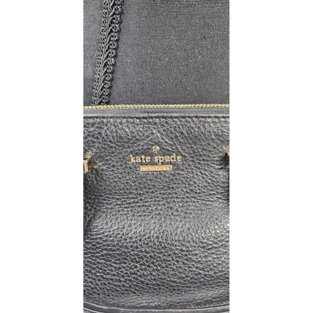 Kate Spade‎ New York Black Pebbled Leather Crossbody Satchel Gold Hardware